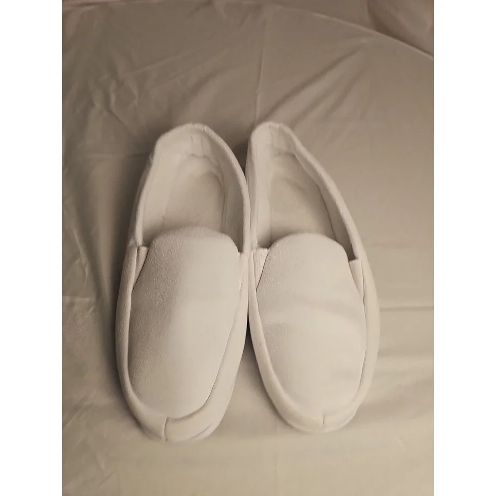 Dearfoams White Slip-On Slippers Men's Size 12 Memory Foam Indoor House Shoes